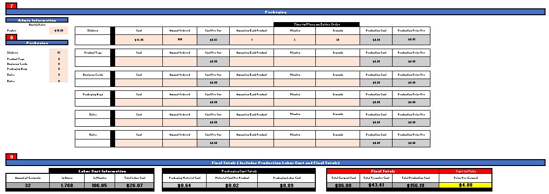 Screenshot of the 5 Heat Transfers Pricing Calculator Spreadsheet showcasing editable fields and built-in formulas for easy pricing calculations.