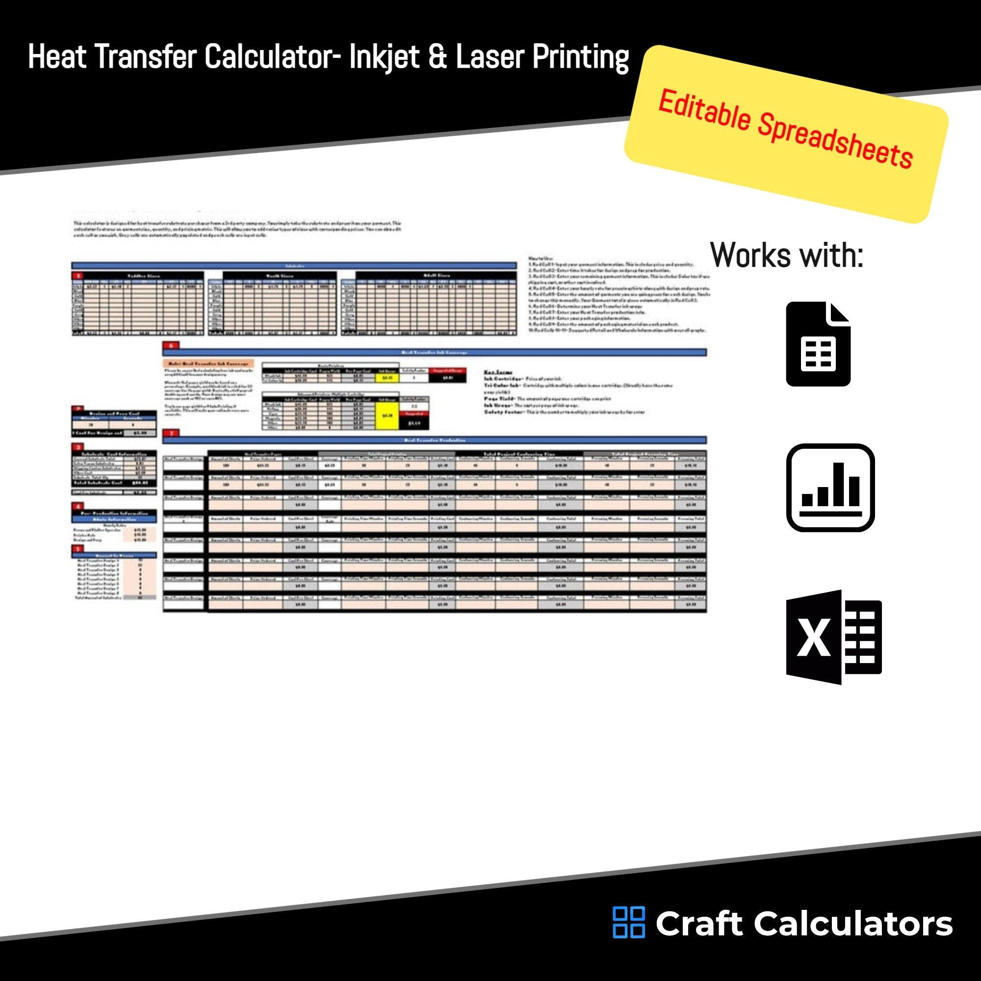 Heat Transfer Inkjet and Laser Printer Pricing Calculator