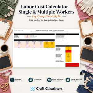 Labor Cost Calculator – Single & Multiple Workers spreadsheet by Craft Calculators for handmade sellers