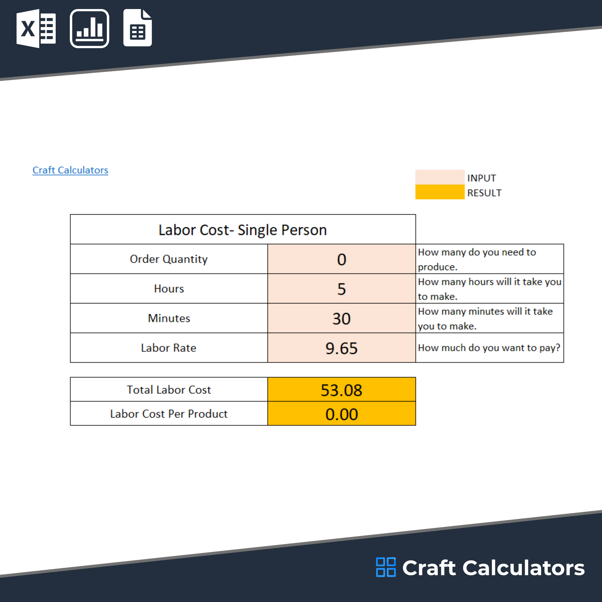 Labor Cost Calculator for Single Worker: Easily Calculate Labor Costs Per Product and Total Labor Cost