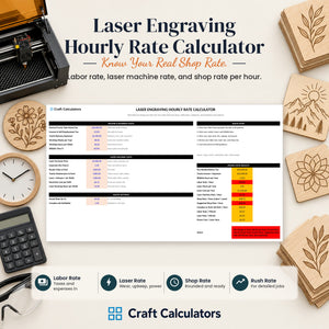 Laser Engraving Hourly Rate Calculator spreadsheet by Craft Calculators for laser engraving businesses