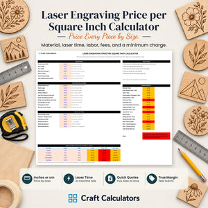 Laser Engraving Price per Square Inch Calculator spreadsheet by Craft Calculators for laser engraving businesses