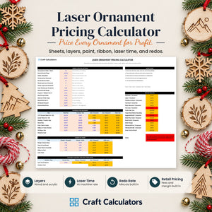 Laser Ornament Pricing Calculator spreadsheet by Craft Calculators for laser engraving businesses