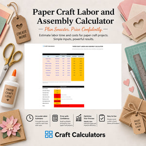 Paper Craft Labor and Assembly Calculator spreadsheet by Craft Calculators for paper crafters
