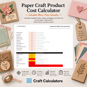 Paper Craft Product Cost Calculator spreadsheet by Craft Calculators for paper crafters
