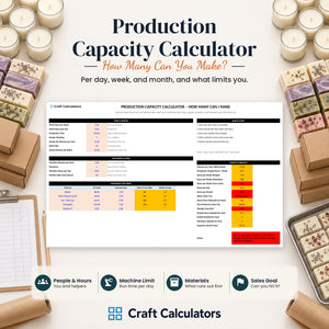 Production Capacity Calculator spreadsheet by Craft Calculators for handmade sellers