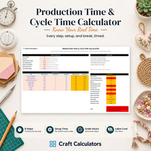 Production Time & Cycle Time Calculator spreadsheet by Craft Calculators for handmade sellers