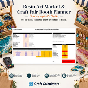 Resin Art Market & Craft Fair Booth Planner spreadsheet by Craft Calculators for resin artists