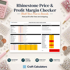 Rhinestone Price & Profit Margin Checker spreadsheet by Craft Calculators for rhinestone sellers