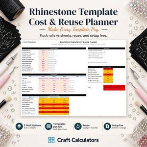 Rhinestone Template Cost & Reuse Planner spreadsheet by Craft Calculators for rhinestone sellers