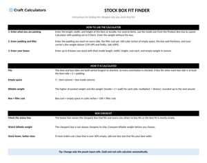 Stock Box Fit Finder instructions tab explaining how to use the workbook and what the results mean