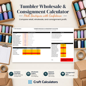 Tumbler Wholesale & Consignment Calculator spreadsheet by Craft Calculators for tumbler makers