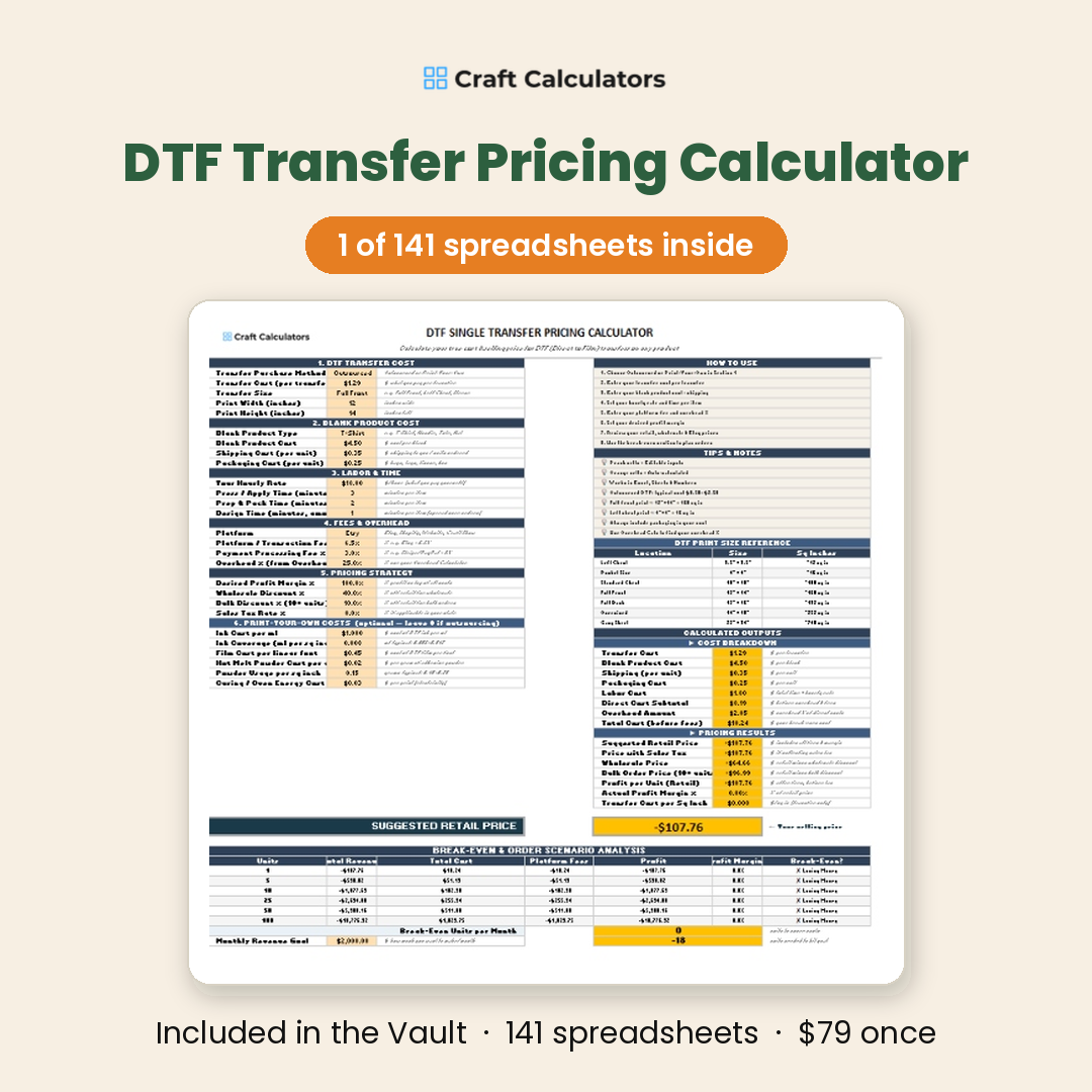Real DTF transfer pricing calculator spreadsheet