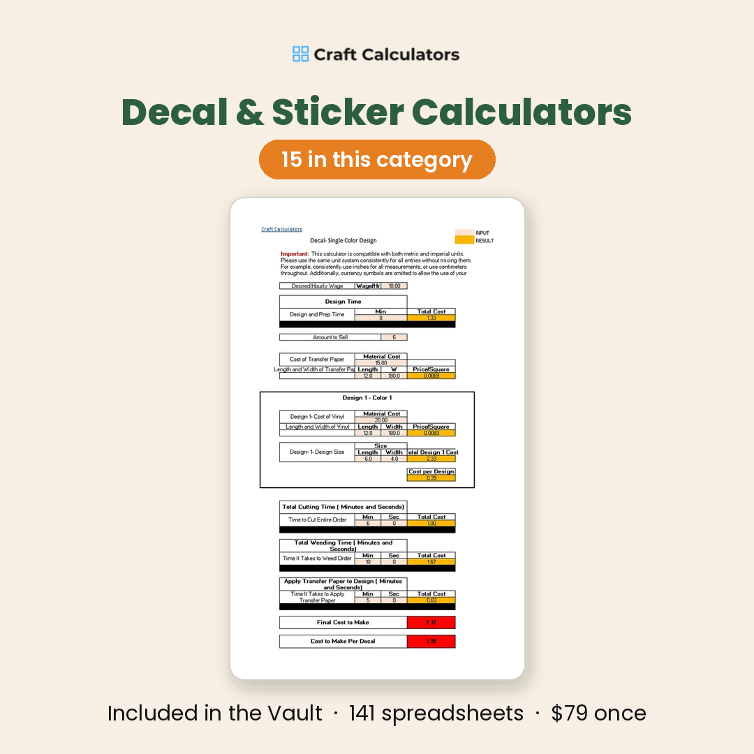 Decal and sticker calculators - 15 in this category