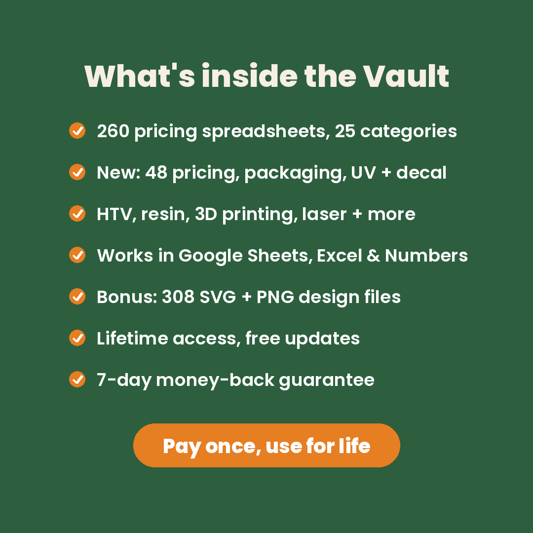 What's inside the Vault - 260 spreadsheets, 25 categories, lifetime access