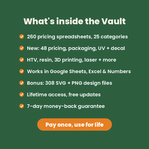 What's inside the Vault - 260 spreadsheets, 25 categories, lifetime access