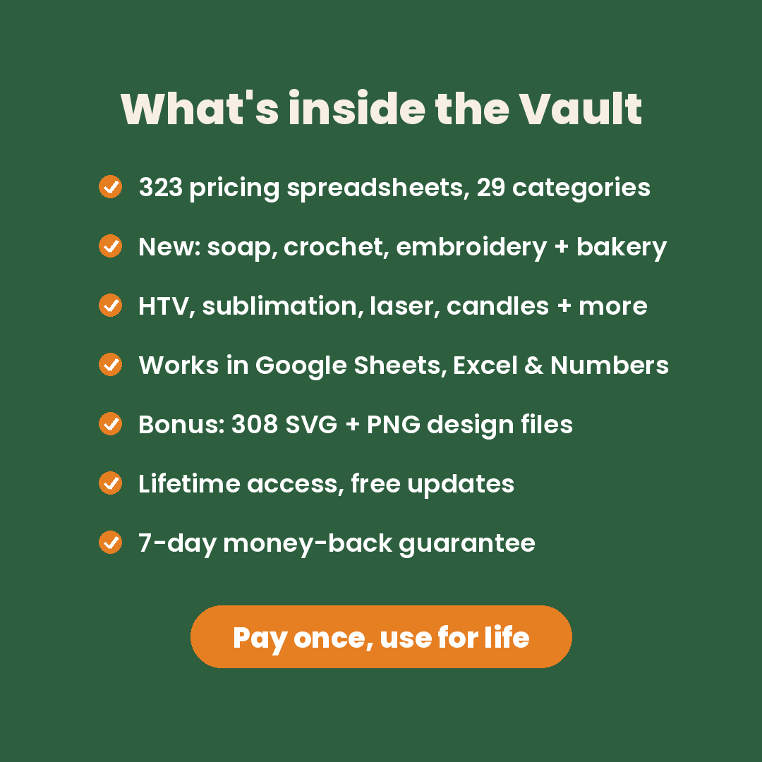 What's inside the Vault - 323 spreadsheets, 29 categories, lifetime access