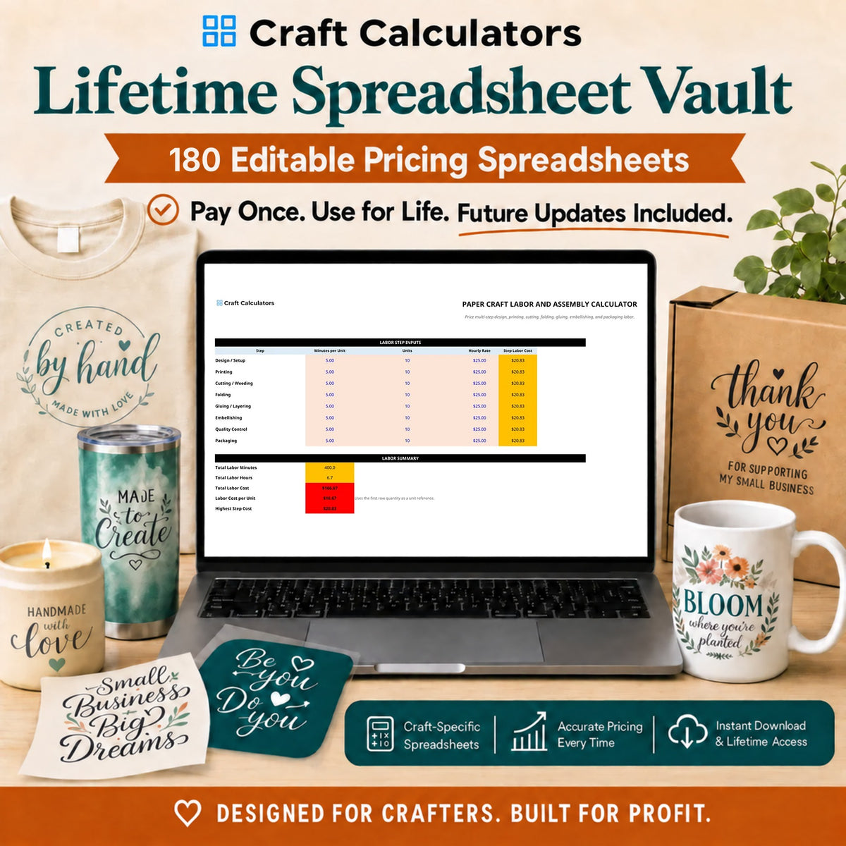 Lifetime Spreadsheet Vault - 180 pricing tools, one price