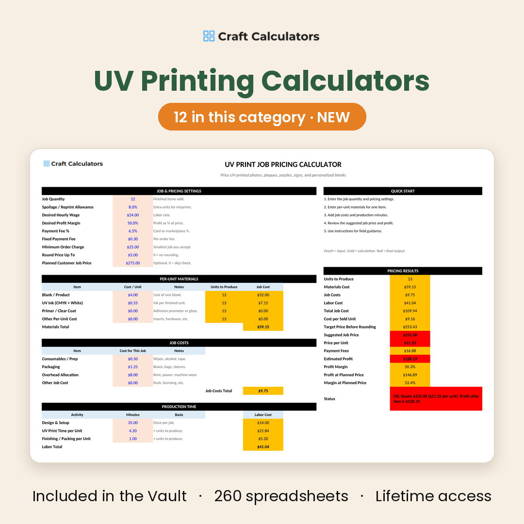 UV printing calculators - 12 in this category, new
