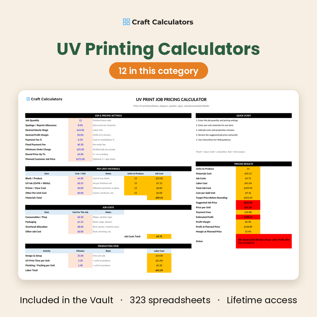 UV printing calculators - 12 in this category